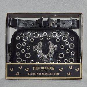 Womens True Religion Black Belt Bag-NEW
